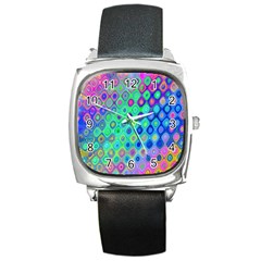 Background Texture Pattern Colorful Square Metal Watch