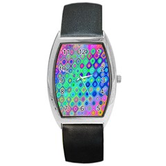 Background Texture Pattern Colorful Barrel Style Metal Watch