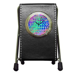 Background Texture Pattern Colorful Pen Holder Desk Clocks