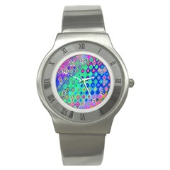 Background Texture Pattern Colorful Stainless Steel Watch