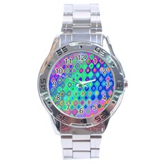 Background Texture Pattern Colorful Stainless Steel Analogue Watch