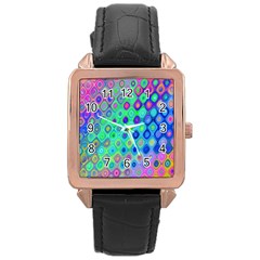 Background Texture Pattern Colorful Rose Gold Leather Watch 