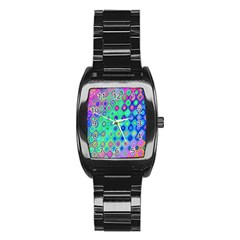 Background Texture Pattern Colorful Stainless Steel Barrel Watch