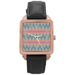 Pattern Background Texture Colorful Rose Gold Leather Watch  Front