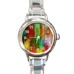 Color Abstract Background Textures Round Italian Charm Watch