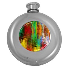 Color Abstract Background Textures Round Hip Flask (5 Oz) by Simbadda