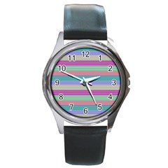 Backgrounds Pattern Lines Wall Round Metal Watch by Simbadda