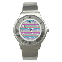 Backgrounds Pattern Lines Wall Stainless Steel Watch by Simbadda