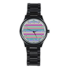 Backgrounds Pattern Lines Wall Stainless Steel Round Watch by Simbadda