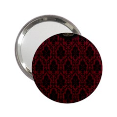 Elegant Black And Red Damask Antique Vintage Victorian Lace Style 2 25  Handbag Mirrors