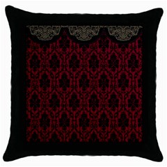 Elegant Black And Red Damask Antique Vintage Victorian Lace Style Throw Pillow Case (black)