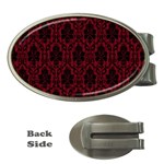 Elegant Black And Red Damask Antique Vintage Victorian Lace Style Money Clips (Oval)  Front