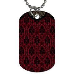 Elegant Black And Red Damask Antique Vintage Victorian Lace Style Dog Tag (one Side) by yoursparklingshop