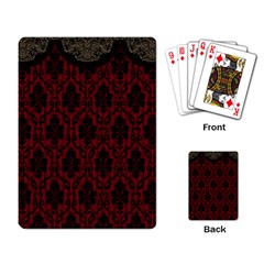 Elegant Black And Red Damask Antique Vintage Victorian Lace Style Playing Card by yoursparklingshop