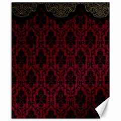 Elegant Black And Red Damask Antique Vintage Victorian Lace Style Canvas 8  X 10  by yoursparklingshop