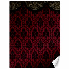 Elegant Black And Red Damask Antique Vintage Victorian Lace Style Canvas 36  X 48   by yoursparklingshop