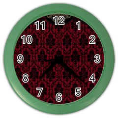 Elegant Black And Red Damask Antique Vintage Victorian Lace Style Color Wall Clocks by yoursparklingshop