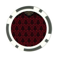 Elegant Black And Red Damask Antique Vintage Victorian Lace Style Poker Chip Card Guard by yoursparklingshop