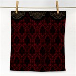 Elegant Black And Red Damask Antique Vintage Victorian Lace Style Face Towel Front