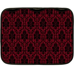 Elegant Black And Red Damask Antique Vintage Victorian Lace Style Fleece Blanket (mini) by yoursparklingshop