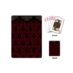 Elegant Black And Red Damask Antique Vintage Victorian Lace Style Playing Cards (mini)  by yoursparklingshop