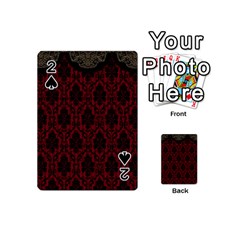 Elegant Black And Red Damask Antique Vintage Victorian Lace Style Playing Cards 54 (mini)  by yoursparklingshop