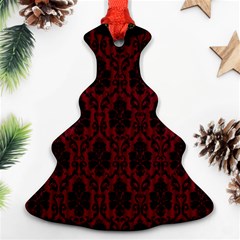 Elegant Black And Red Damask Antique Vintage Victorian Lace Style Christmas Tree Ornament (two Sides)