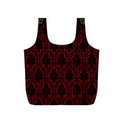 Elegant Black And Red Damask Antique Vintage Victorian Lace Style Full Print Recycle Bags (s)  by yoursparklingshop