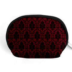 Elegant Black And Red Damask Antique Vintage Victorian Lace Style Accessory Pouches (medium) 