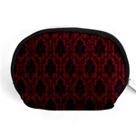 Elegant Black And Red Damask Antique Vintage Victorian Lace Style Accessory Pouches (Medium)  Front