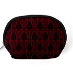 Elegant Black And Red Damask Antique Vintage Victorian Lace Style Accessory Pouches (Medium)  Back