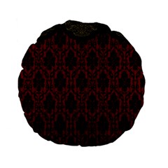 Elegant Black And Red Damask Antique Vintage Victorian Lace Style Standard 15  Premium Flano Round Cushions by yoursparklingshop