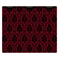 Elegant Black And Red Damask Antique Vintage Victorian Lace Style Double Sided Flano Blanket (small) 