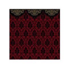 Elegant Black And Red Damask Antique Vintage Victorian Lace Style Small Satin Scarf (square) by yoursparklingshop