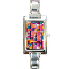 Abstract Background Geometry Blocks Rectangle Italian Charm Watch by Simbadda