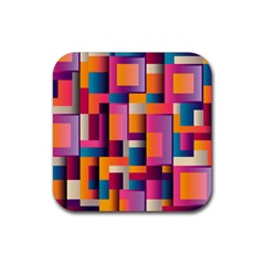 Abstract Background Geometry Blocks Rubber Coaster (square)  by Simbadda