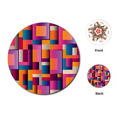 Abstract Background Geometry Blocks Playing Cards (round)  by Simbadda