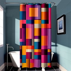 Abstract Background Geometry Blocks Shower Curtain 36  X 72  (stall)  by Simbadda