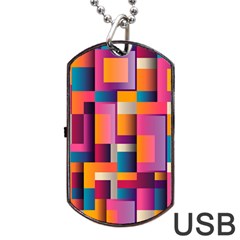 Abstract Background Geometry Blocks Dog Tag Usb Flash (two Sides)