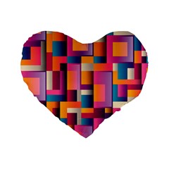 Abstract Background Geometry Blocks Standard 16  Premium Heart Shape Cushions