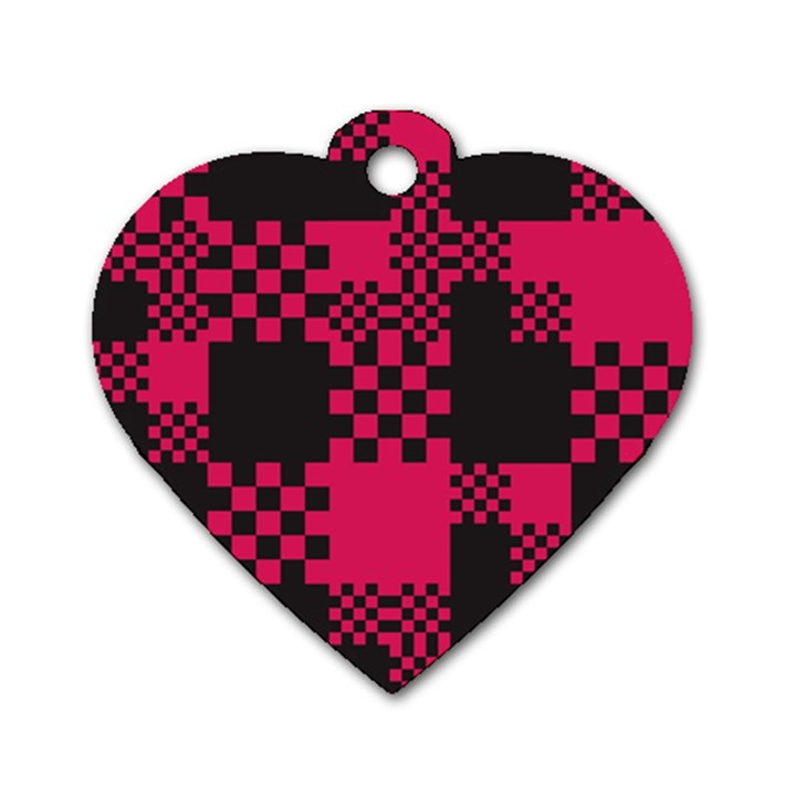 Cube Square Block Shape Creative Dog Tag Heart (One Side)