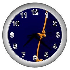 Greeting Card Invitation Blue Wall Clocks (silver) 