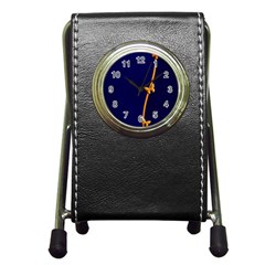 Greeting Card Invitation Blue Pen Holder Desk Clocks by Simbadda