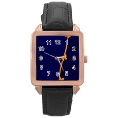 Greeting Card Invitation Blue Rose Gold Leather Watch  by Simbadda