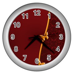 Greeting Card Invitation Red Wall Clocks (silver) 