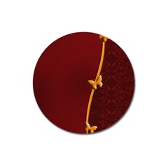 Greeting Card Invitation Red Magnet 3  (round)