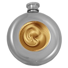 Gold Background Texture Pattern Round Hip Flask (5 Oz) by Simbadda