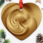 Gold Background Texture Pattern Heart Ornament (Two Sides) Front