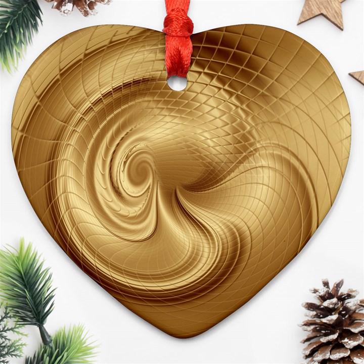 Gold Background Texture Pattern Heart Ornament (Two Sides)