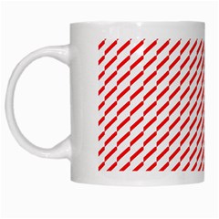 Pattern Red White Background White Mugs by Simbadda